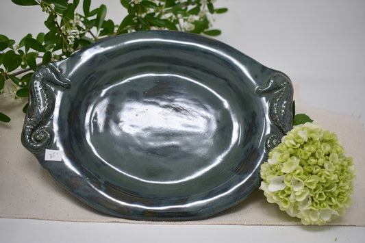 Green With Blue Tint Seahorse Platter